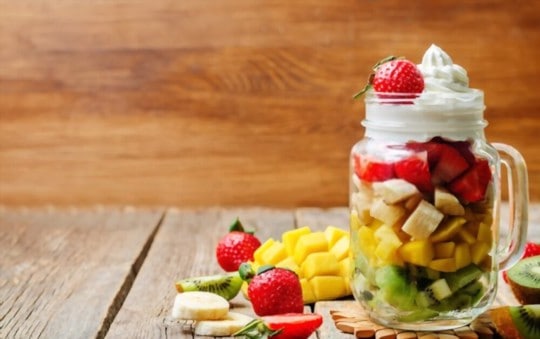 fresh fruits with whipped cream