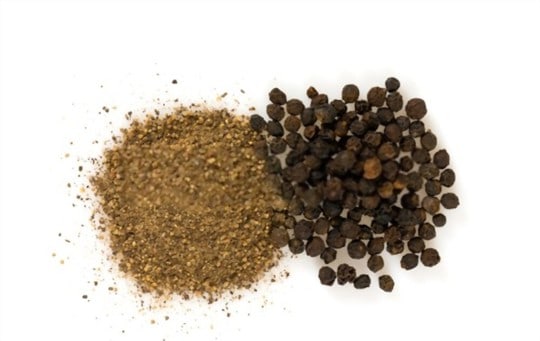 black pepper and coriander seeds